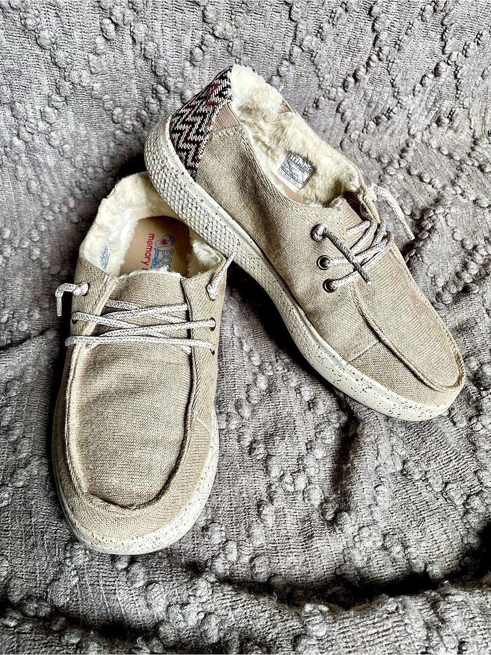 Skechers BOBS Women's Skipper Cozyville Taupe Slip On Shoes Lined Loafer Size 9